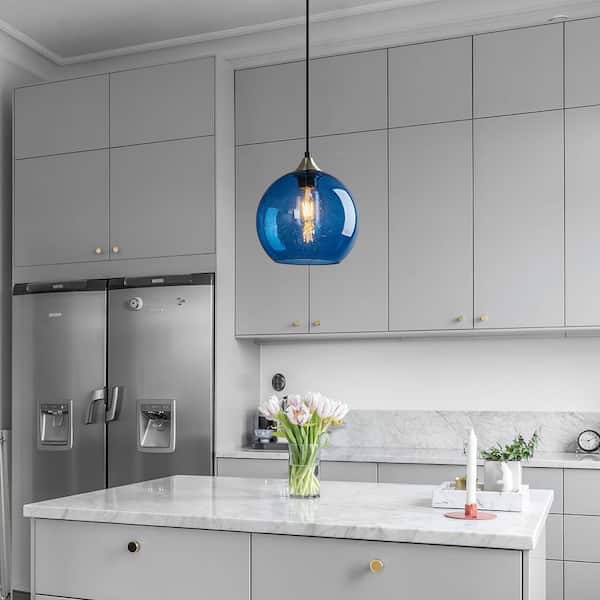 ZHLWIN Home Lighting ‎60-Watts 1 Light 7.87 in. Blue Glass Pendant