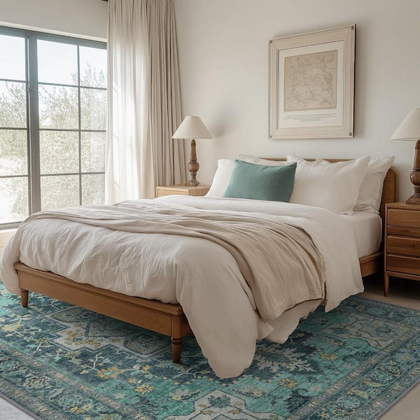 Limlok Medallion Dark Green 5 ft. x 7 ft. Persian Area Rug AR1005