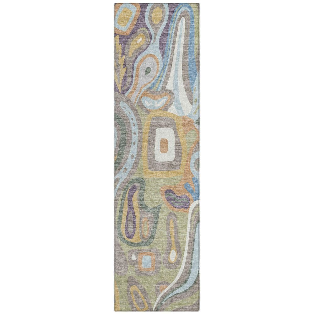 Chantille Machine Washable Indoor/Outdoor Abstract ACN2488 Green 2 ft. x 7 ft. Runner Rug price history on PriceWatchPro