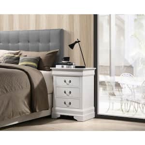 Louis Philippe 3-Drawer White Nightstand (29 in. H x 21 in. W x 16 in. D)