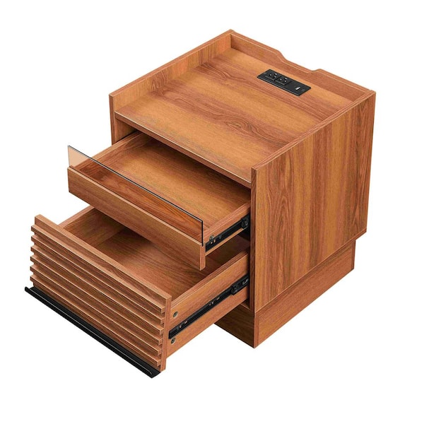 Yellow 2 Drawers 17 in. W Nightstand