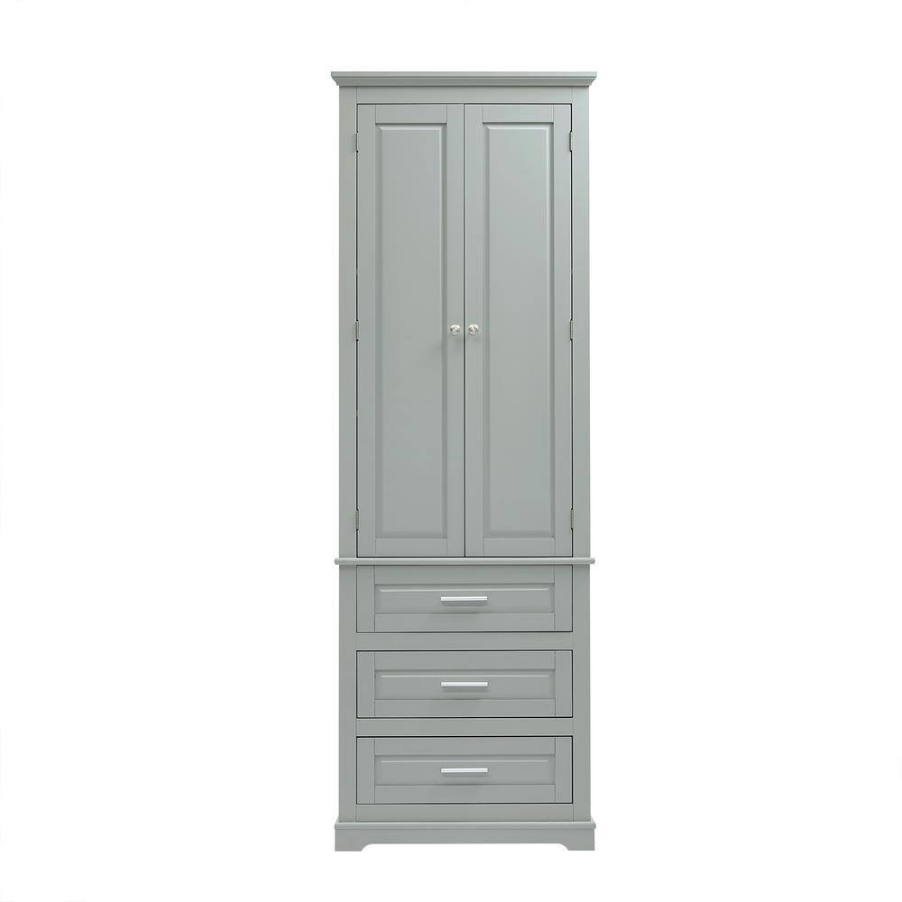 24 in. W x 15.7 in. D x 70 in. H Gray MDF Freestanding Linen Cabinet with Three Drawers for Bathroom price history on PriceWatchPro