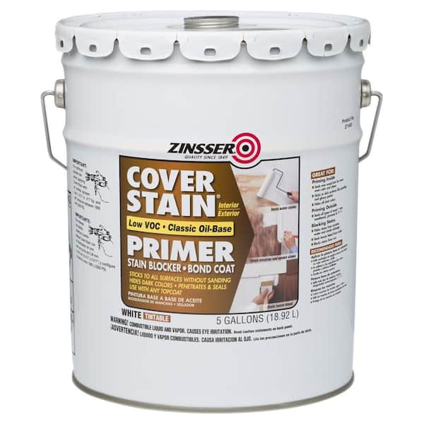 Zinsser Cover Stain 5 gal. White Low VOC Classic Oil-Based Interior/Exterior Primer and Sealer