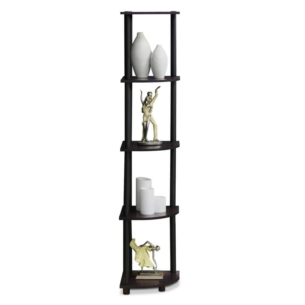 Kids' Corner 5-Tier Dark Walnut Wood Display Shelving Unit