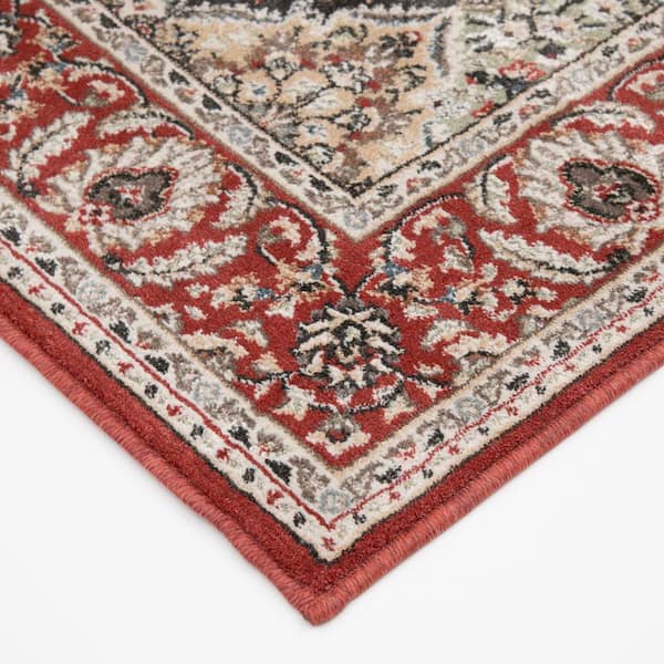 Kurdamir Lochlan Cinnabar/Multi 26 in. W x 12 in. L Your Choice Length Stair Runner Coverage Area 2.17 sq. ft.