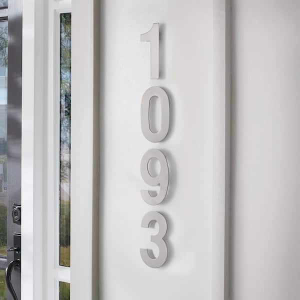 6 in. Silver Stainless Steel Floating House Number 3