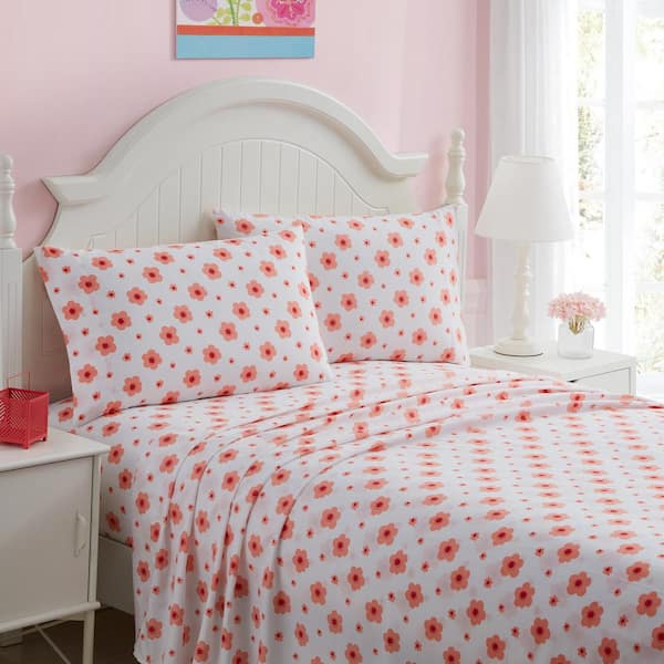 kute kids 4-Piece Floral Microfiber Queen Sheet Set