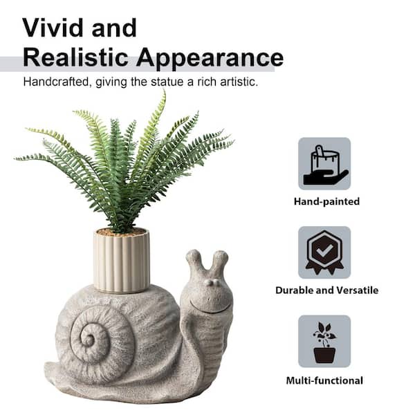 Glitzhome 16.25 in. L MGO Snail Garden Statue or Planter Stand