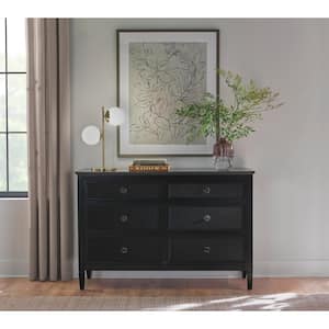 Marsden Black 6-Drawer Cane Dresser (54 in W. X 36 in H.)