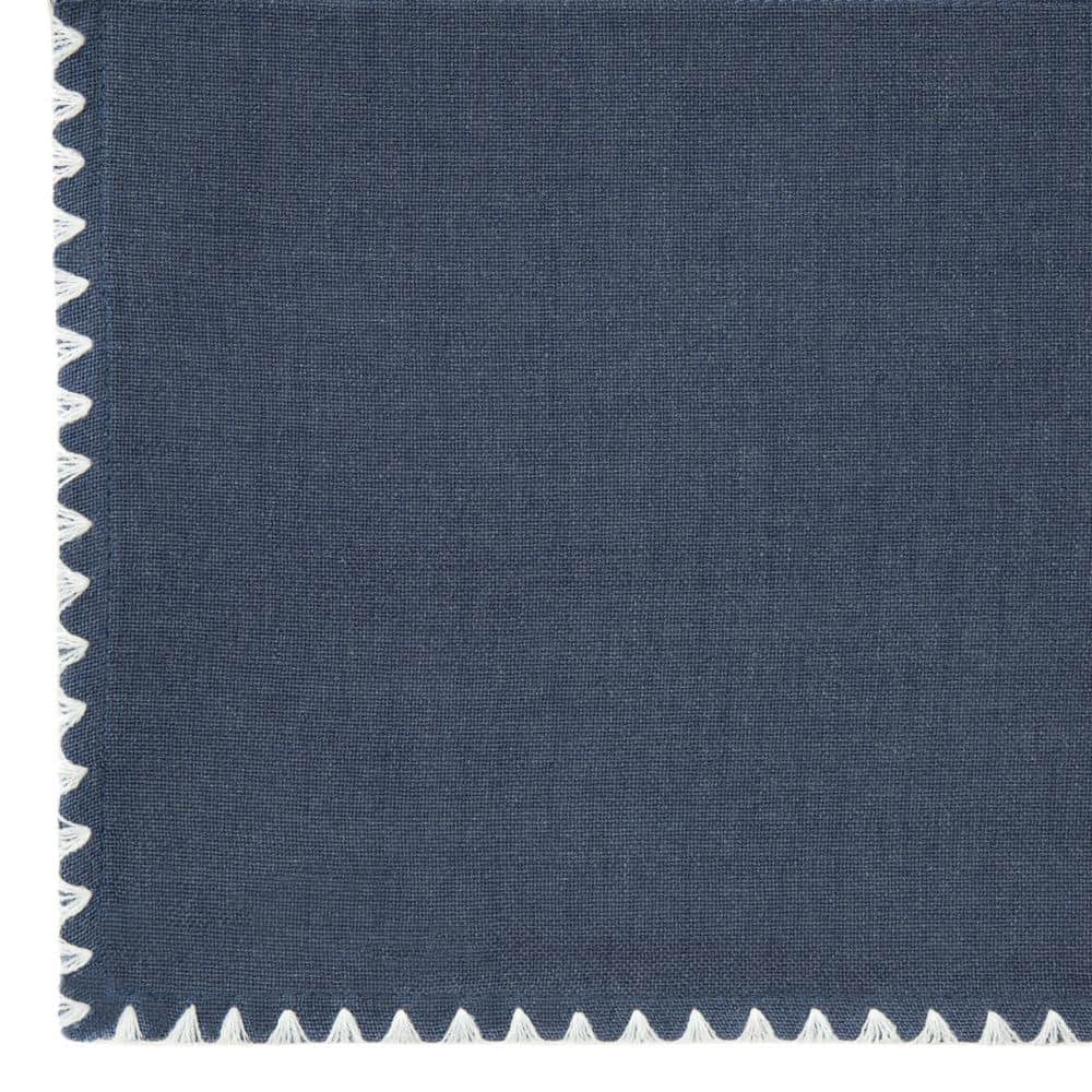 Blue Polyester Light-Filtering Rod Pocket Kitchen Curtain Set