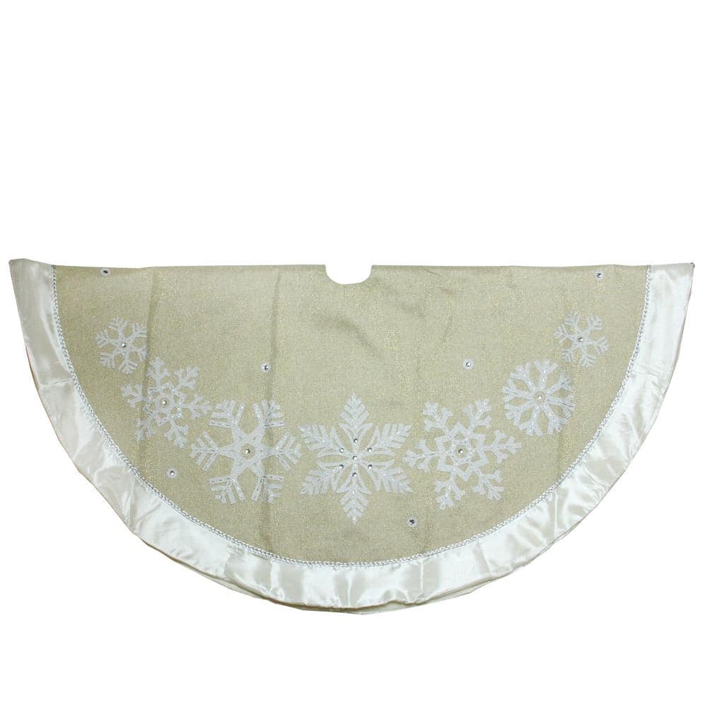 Dyno 48 in. Metallic Gold and Silver Snowflake Christmas Tree Skirt ...