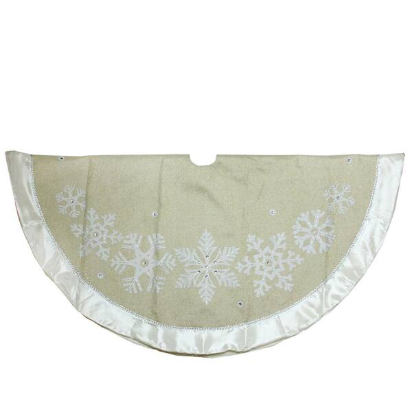 Dyno 48 in. Metallic Gold and Silver Snowflake Christmas Tree Skirt