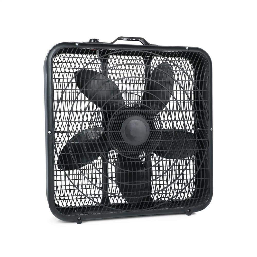 20 in. 3-Fan Speeds Box Fan in Black Finish Cooling Table Fan Aerodynamic F