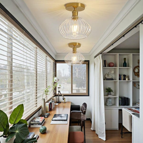 Deyidn Modern 7.99 in. 1-Light Gold Flush Mount Ceiling Light with