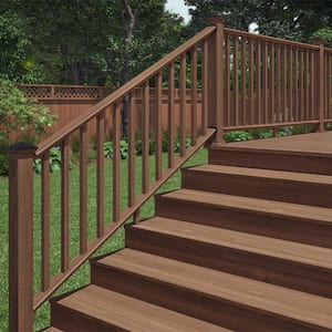 6 ft. Walnut-Tone Southern Yellow Pine Routed Stair Rail Kit with SE Balusters