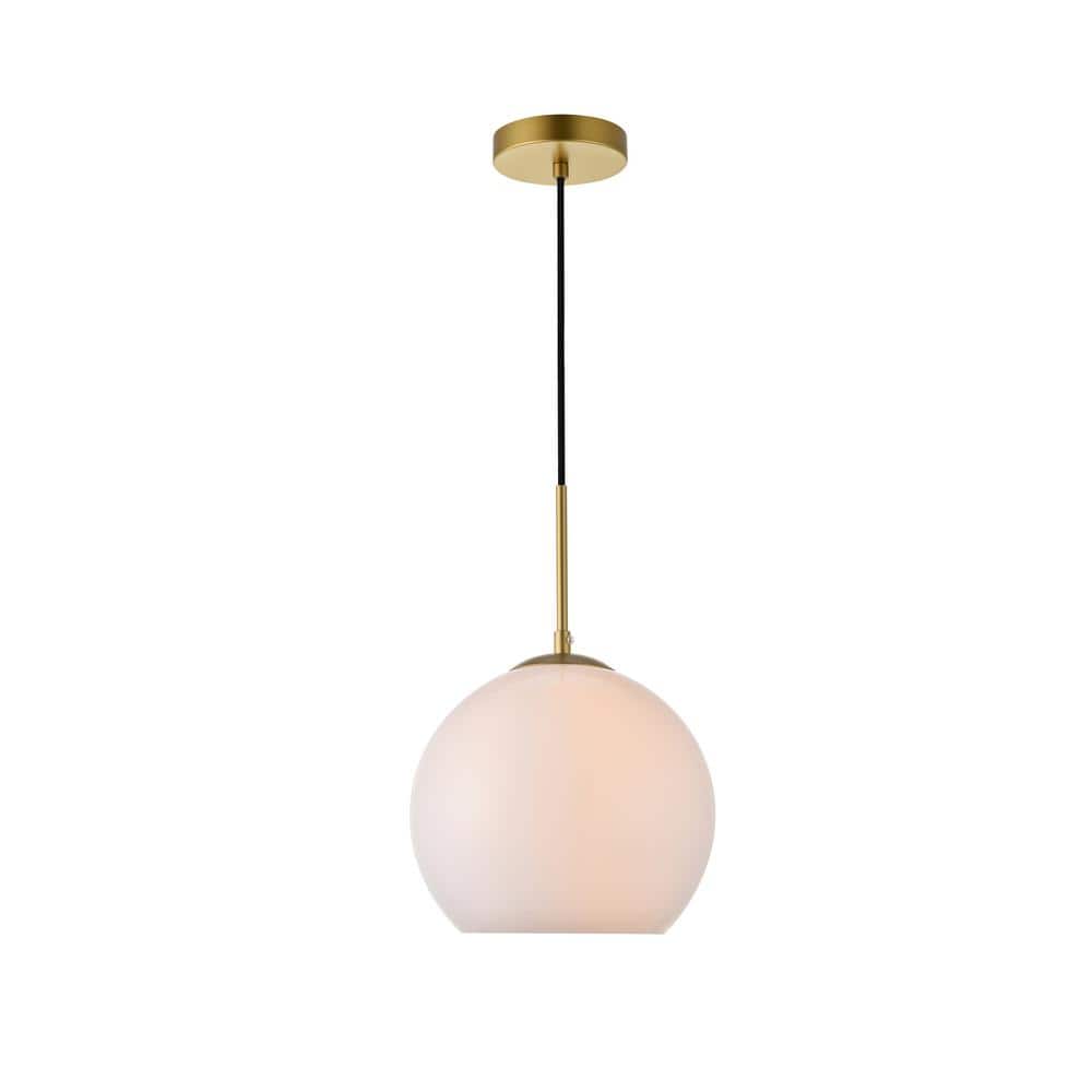 Timeless Home Blake 1-Light Brass Pendant with Frosted Glass Shade