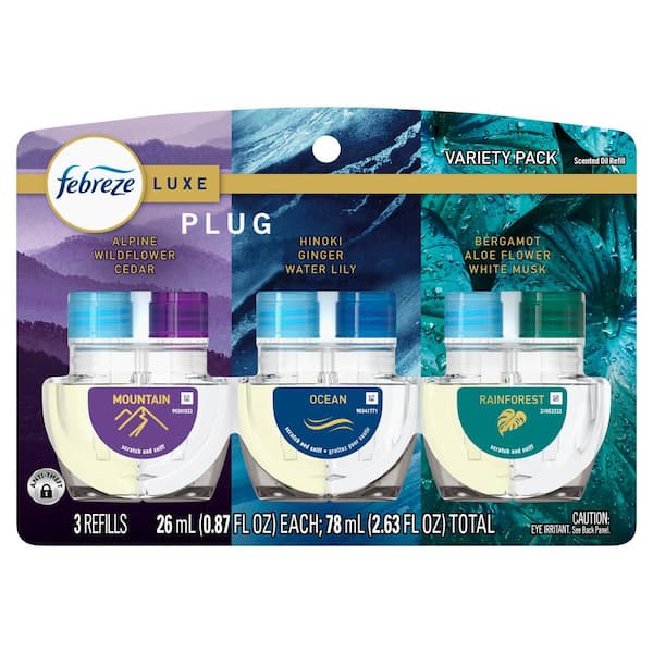0.87 oz. Luxe Mountain/Ocean/Rainforest Variety Scented Oil Plug-In Automatic Air Freshener Refill (3-Count)