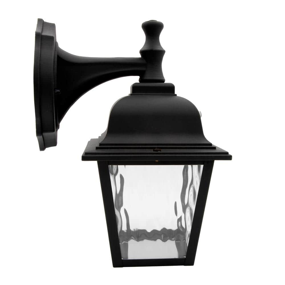 Black Aluminum LED Lantern Sconce with Water Glass