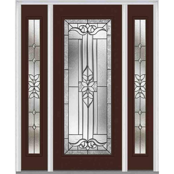 Milliken Millwork 64.5 in. x 81.75 in. Cadence Decorative Glass Full Lite Painted Majestic Steel Exterior Door with Sidelites
