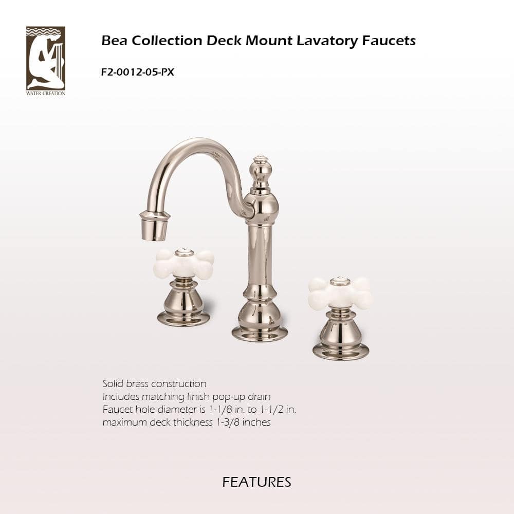 Classic Polished Nickel Widespread Lavatory Faucet with Porcelain Handles