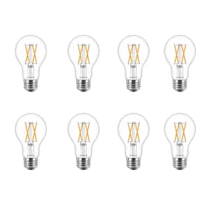 60-Watt Equivalent A19 Dimmable with Warm Glow Dimming Effect Clear Glass LED Light Bulb Soft White (2700K) (8-Pack)