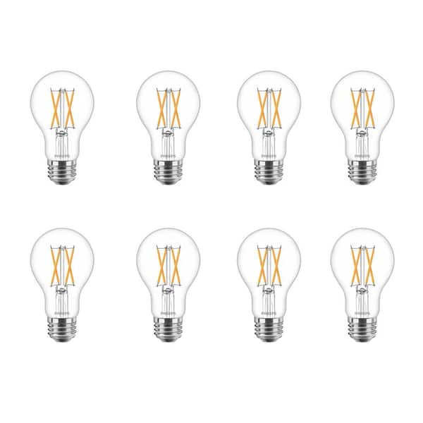 Clear Daylight Dimmable | 8 Pack TCP RFVA6050DCL8 LED Filament Light Bulbs 60 Watt Equivalent Classic A19 Full Glass 8 Count 