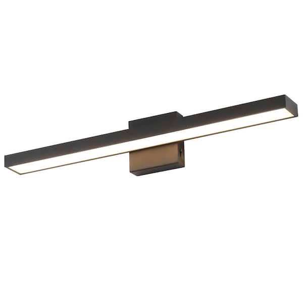 24.4 in. 1-Light Black LED Vanity Light Bar with 5-CCT Adjustable Switch for Bathroom
