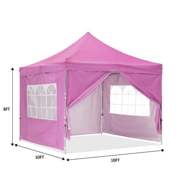 Nieuwe betekenis draai vereist OVASTLKUY 10 ft. x 10 ft. Pink Instant Folding Canopy with Sidewalls and  Carrying Bag AOV-ODF011PI - The Home Depot