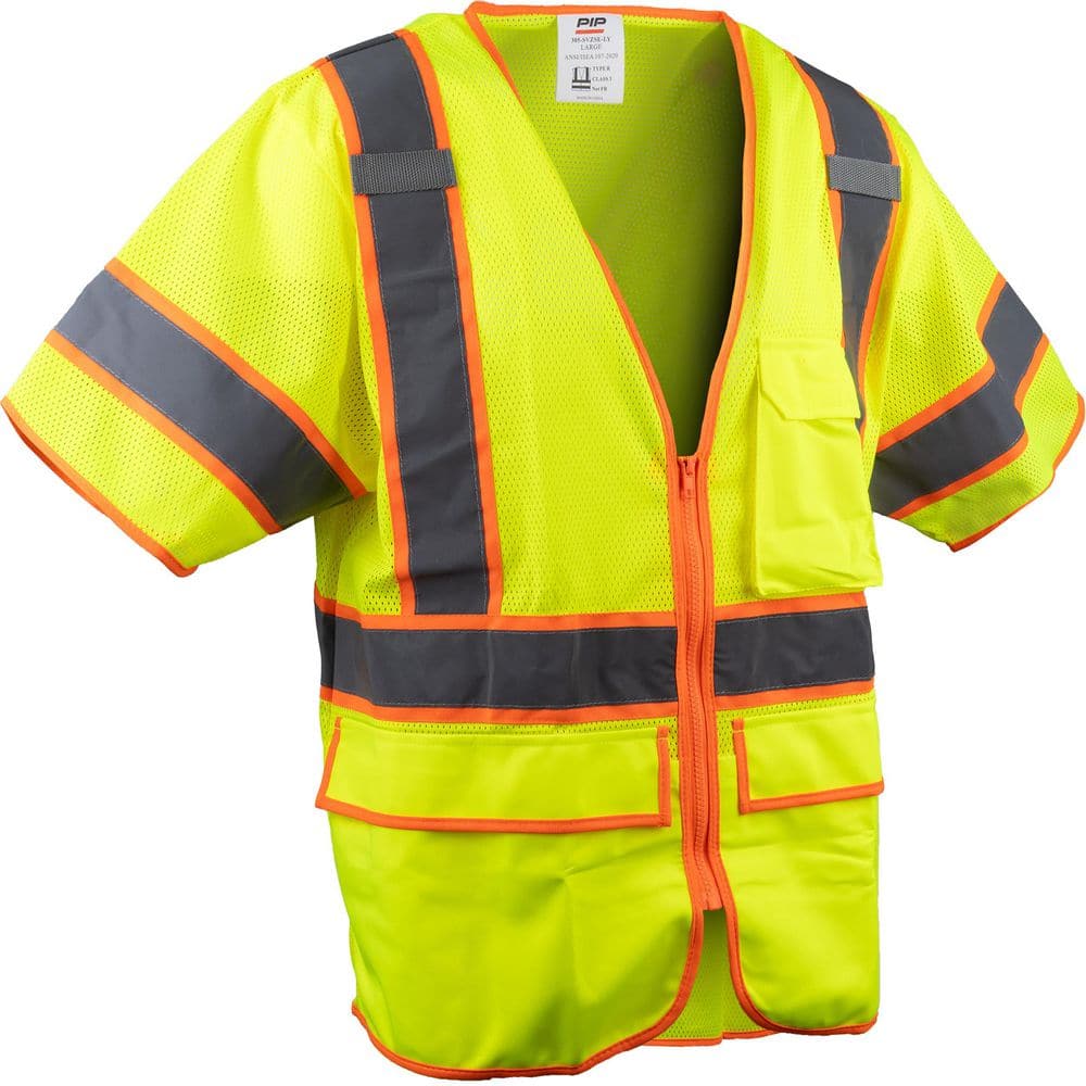 Small ANSI Type R Class 3-Self Extinguishing Hi-Vis Yellow 2-Tone Mesh Surveyors Vest price history on PriceWatchPro