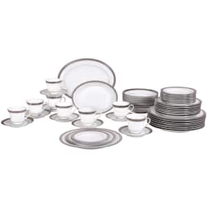 Crestwood Platinum 50-Piece (Platinum) Porcelain Dinnerware Set, Service for 8