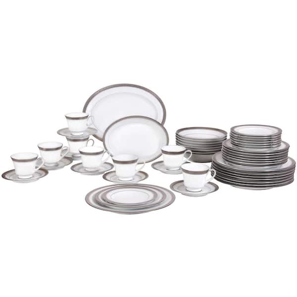 Noritake Crestwood Platinum 50-Piece (Platinum) Porcelain Dinnerware Set, Service for 8