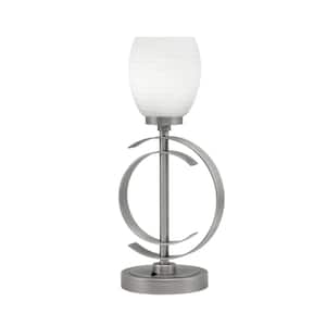 Savanna 17 in. Graphite Accent Table Lamp with White Linen Glass Shade