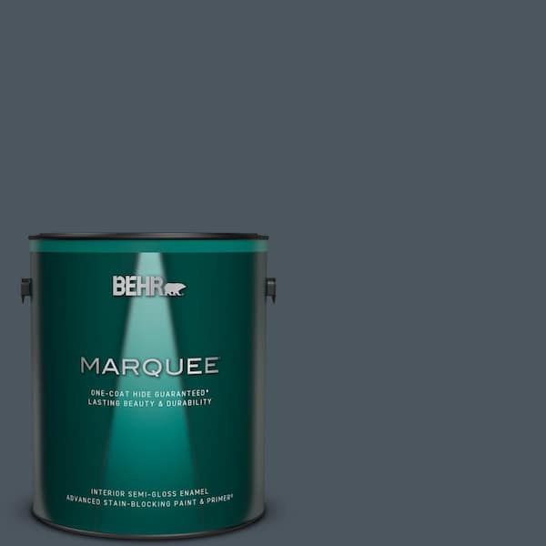 BEHR MARQUEE 1 gal. #N480-7 Midnight Blue One-Coat Hide Semi-Gloss Enamel Interior Paint & Primer
