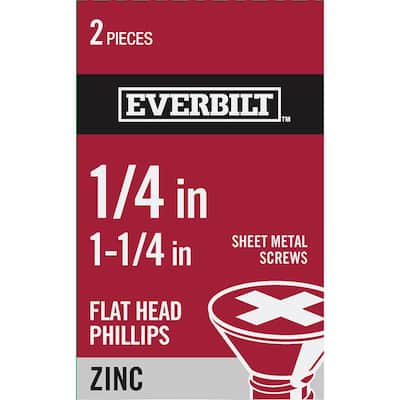 #14 x 1-1/4 in. Phillips Flat Head Zinc Plated Sheet Metal Screw (2-Pack)