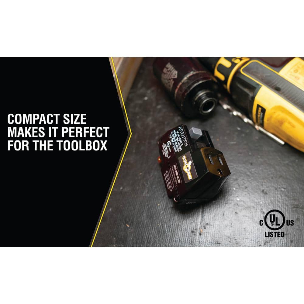 Black 120V 15A Single Outlet GFCI Adapter with Manual Reset