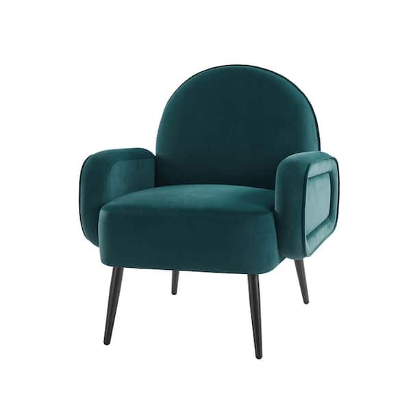 JAYDEN CREATION Abel Teal 28.5 in. W Modern Upholstered Armchair with Adjustable Metal Feet