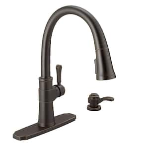 Spargo Single-Handle Pull-Down Sprayer Kitchen Faucet with ShieldSpray and Soap Dispenser in Venetian Bronze