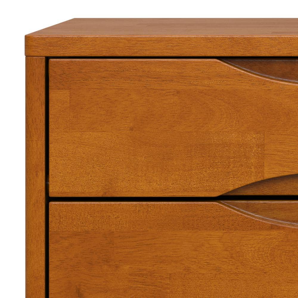 Teak Brown Solid Hardwood Square End Table with Storage