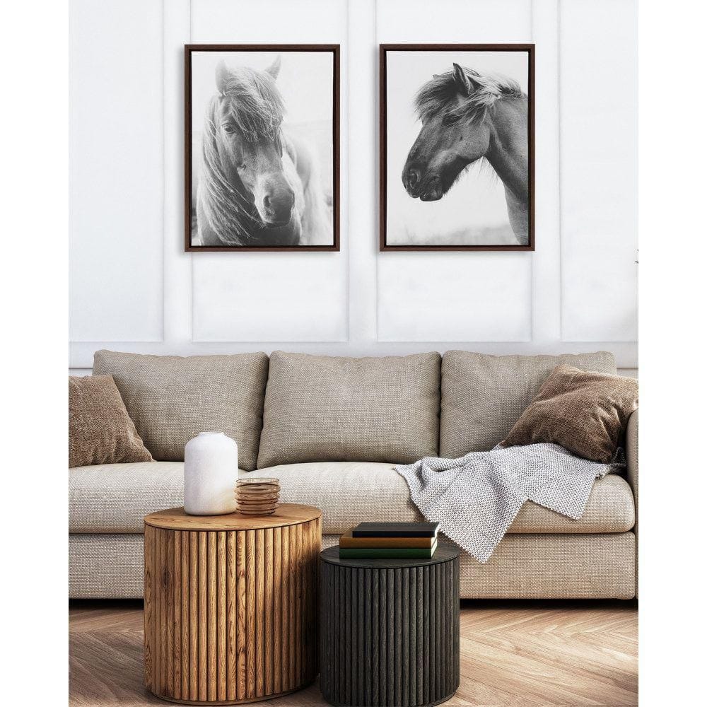 Sylvie Benevolence and Indomitable Framed Canvas Set in Walnut Brown