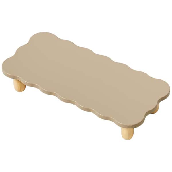 Unbranded Cookie-Shaped Sturdy Wood Monitor Stand Riser Multi-Purpose Desktop Organizer Ergonomic Design Khaki