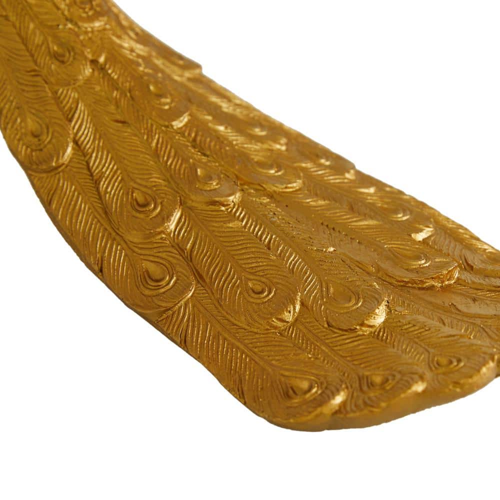 Gold Solid Peacock Animal Statue Duo, 11" & 8"H Resin Set