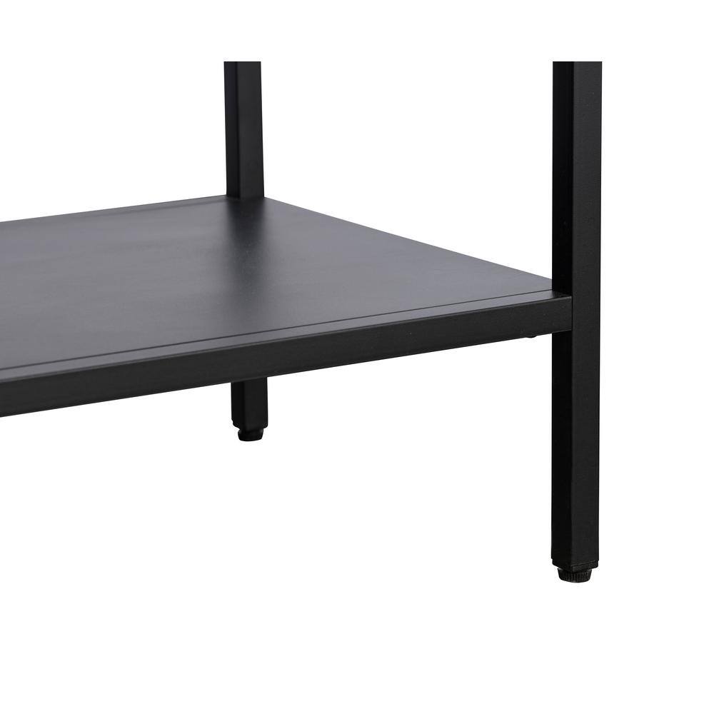 52-Inch Black Metal and Glass Sideboard with Brass Knobs
