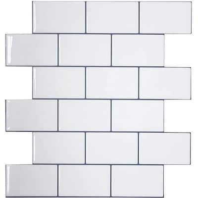 Thicker Version 12 in. x 12 in. 3D Subway Design Peel and Stick Peelable Glossy Backsplash Tile (Set of 40-Piece)