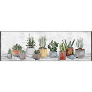 Colored Plant Pots by Parvez Taj Floater Framed Canvas Nature Art Print 20 in. x 60 in.