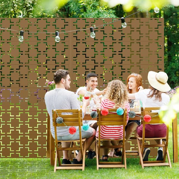 Lirago 72 in. x 47 in. Brown Metal Privacy Screen Galvanized