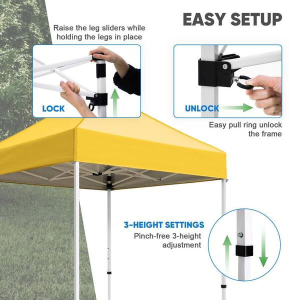 COOS BAY 5 ft. x 5 ft. Yellow Portable Instant Pop Up Canopy