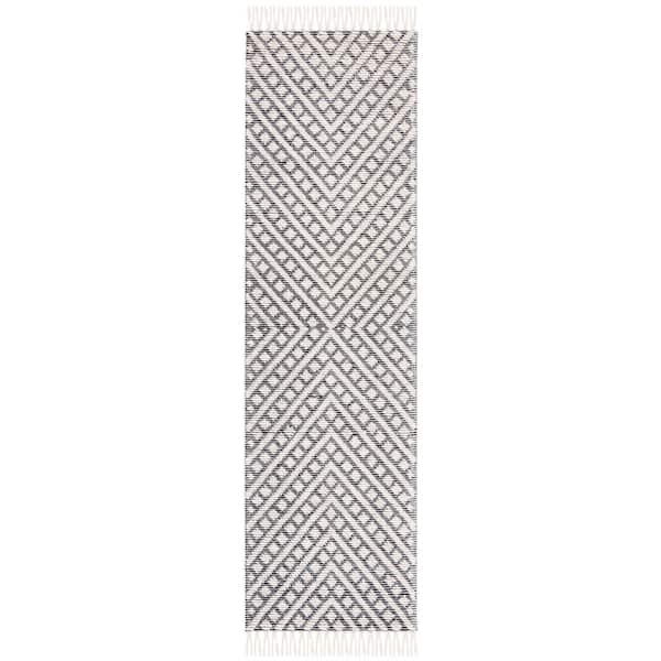 Natura Ivory/Black 2 ft. x 6 ft. Striped Diamonds Runner Rug