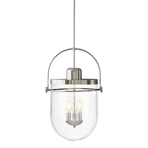 Lowell 3 Light Polished Nickel Pendant with Clear Glass Shade