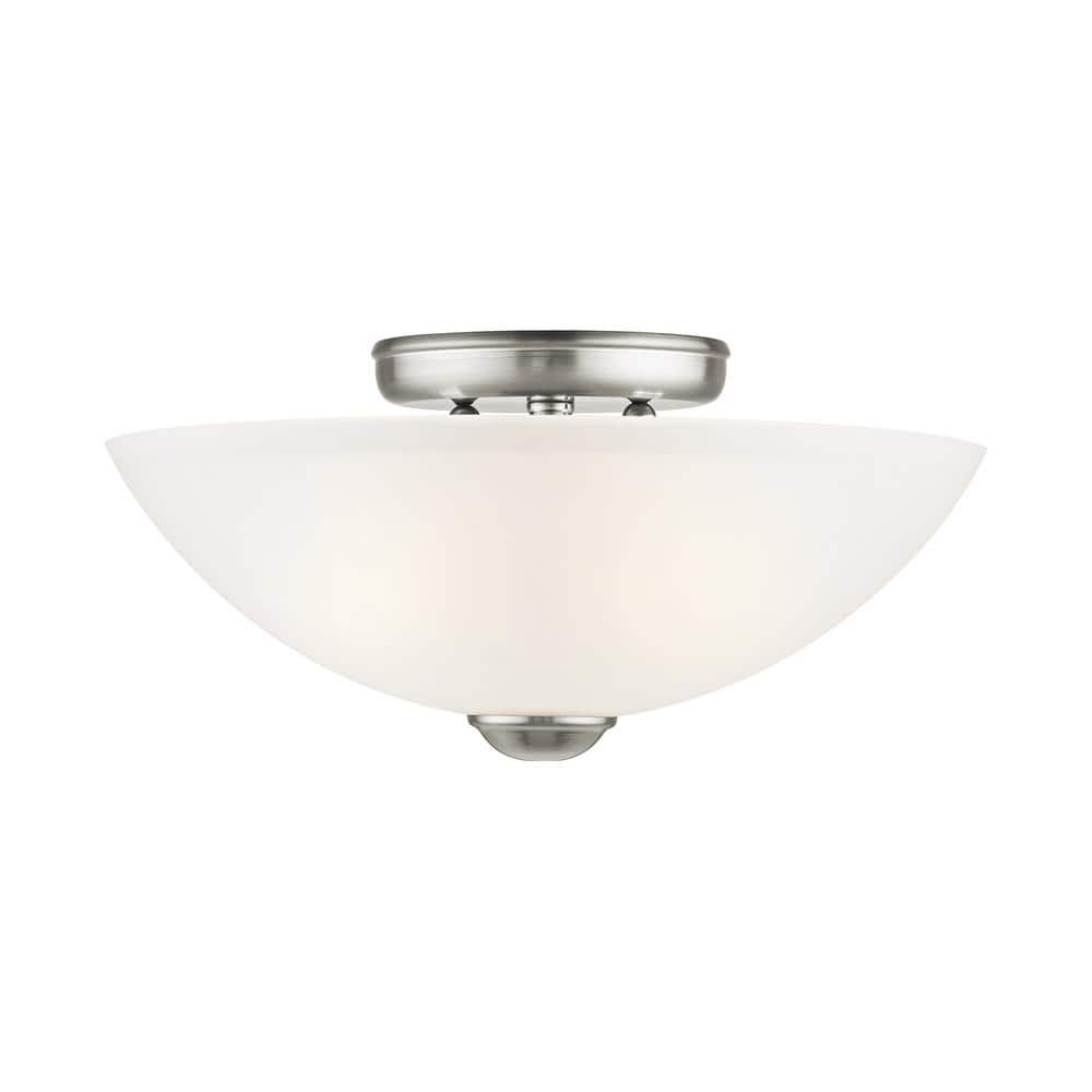 Stonecrest 13 in. 2-Light Brushed Nickel Flush Mount with Satin Glass price history on PriceWatchPro