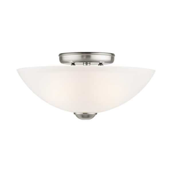 Livex Lighting Somerset 2 Light Brushed Nickel Flush Mount